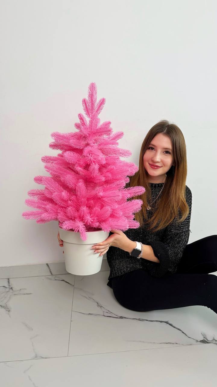 Штучна Ялинка Елегант рожева в горщику 70 см